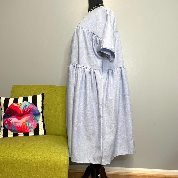 Misslook Blue Chambray Tired Tunic Midi Dress XXL - Picture 3 of 5